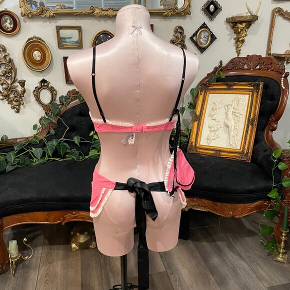 Vintage Victoria's Secret French Maid Apron Lingerie with Panties Size 36B Pink - Picture 5 of 5
